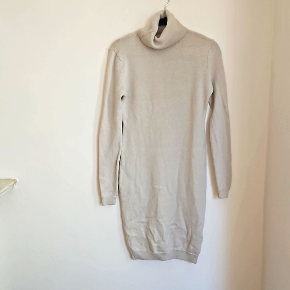NwotβHaute Hippie Hh 100% wool taupe soft turtleneck dress